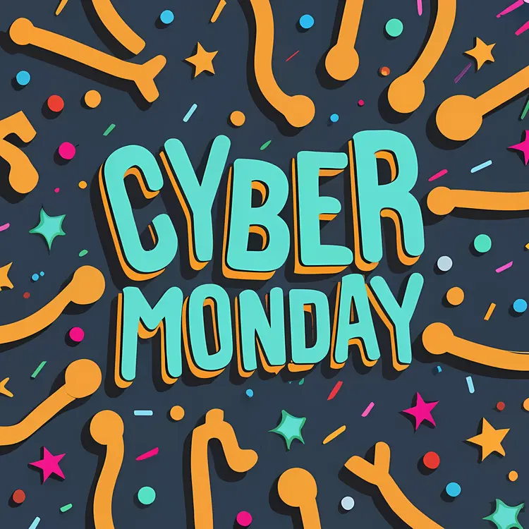 Colorful Cyber Monday Text with Confetti