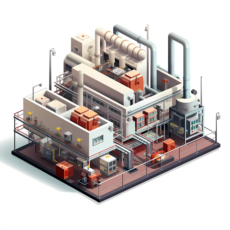 Compact Factory with Machinery and Pipes