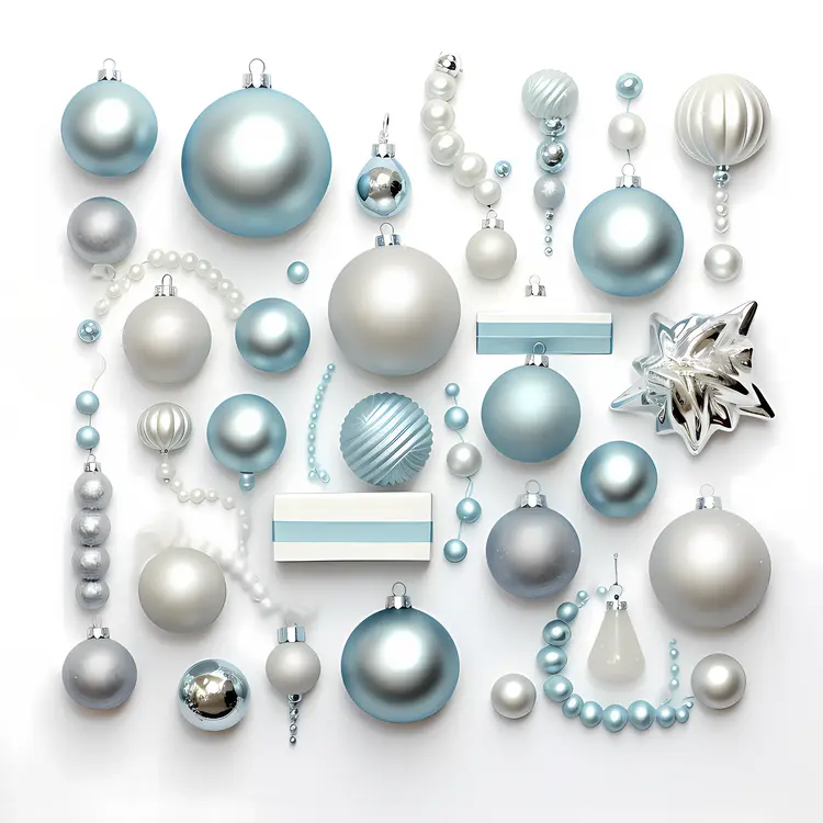 Blue and Silver Christmas Ornaments with Pearls