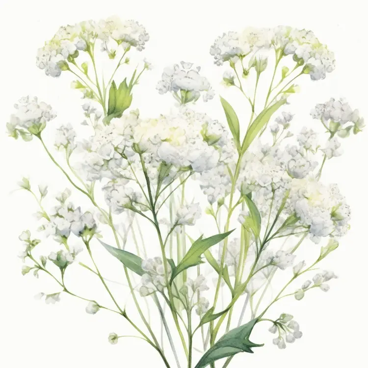 Beautiful White Flowers Botanical Illustration