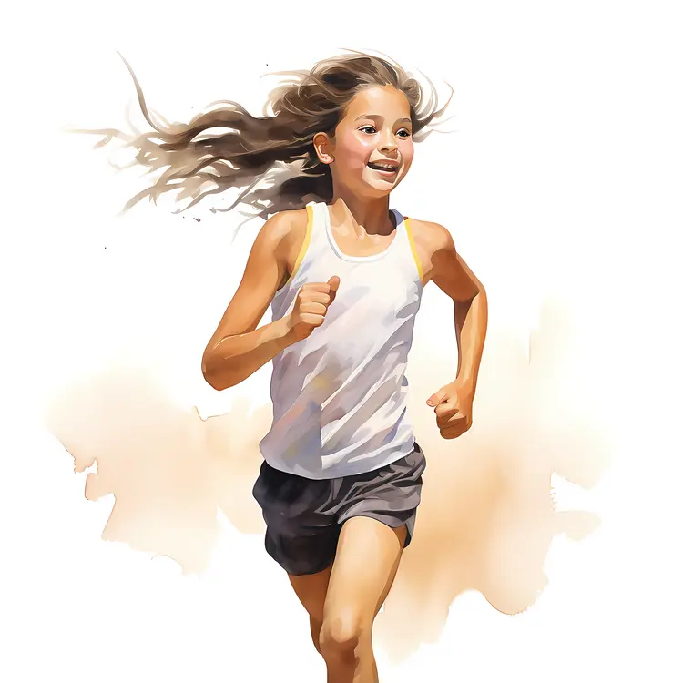 Running Girl in White Tank Top