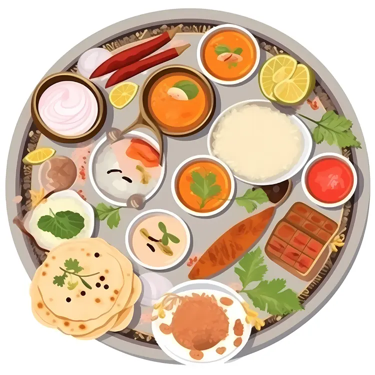 Traditional Indian Thali with Assorted Items