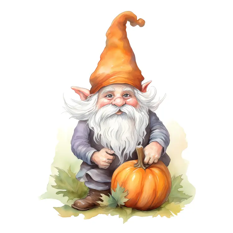 Cute Gnome with Pumpkin for Halloween