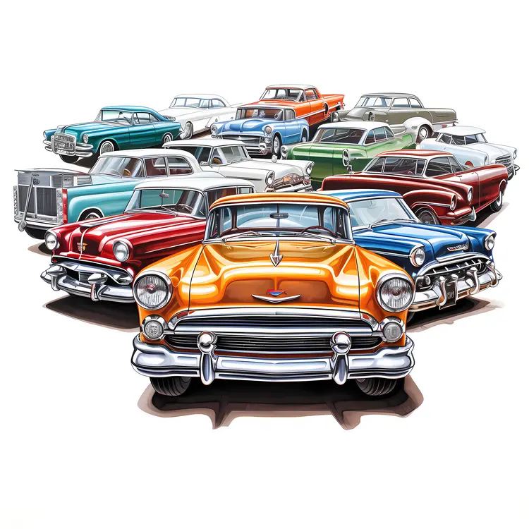 Collection of Classic Cars in Various Colors