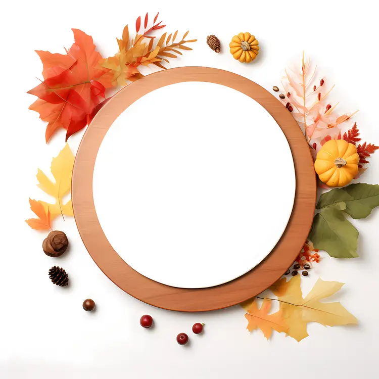 Autumn Frame with Pumpkins and Leaves