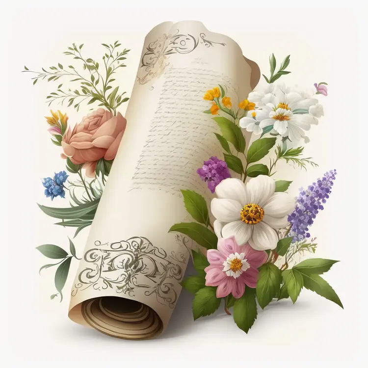 Vintage Scroll with Floral Decoration