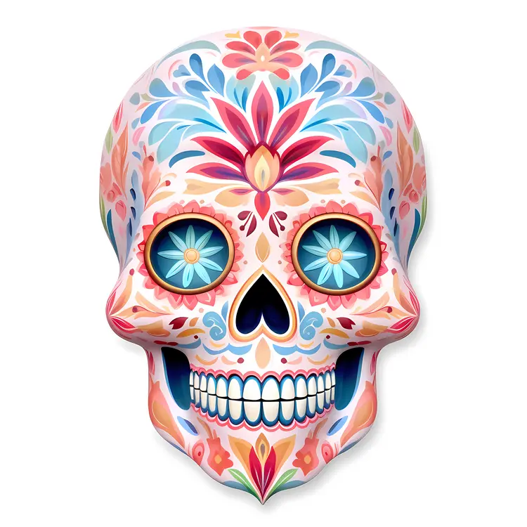Colorful Floral Sugar Skull for Day of the Dead Celebration