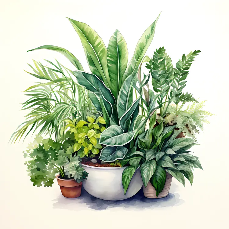 Lush Green Indoor Plants in Pots