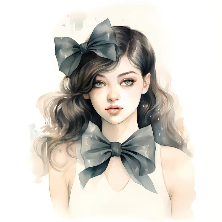 Girl with Large Bow in Hair