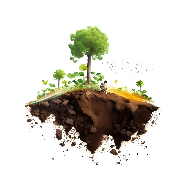 Tree with Soil and Person