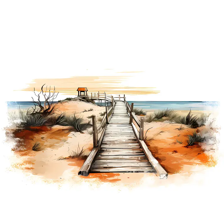 Serene Wooden Boardwalk to the Beach