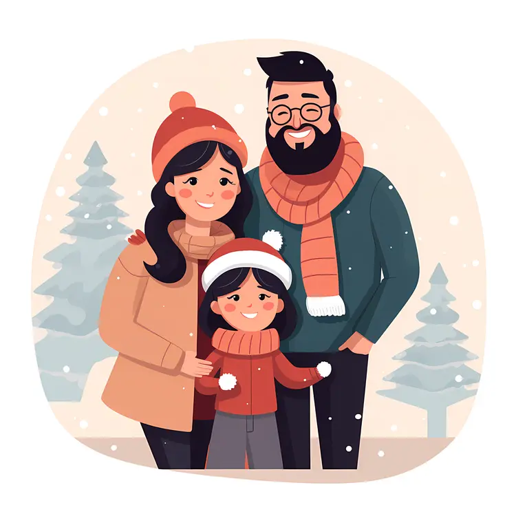 Family Enjoying Winter Holiday Season