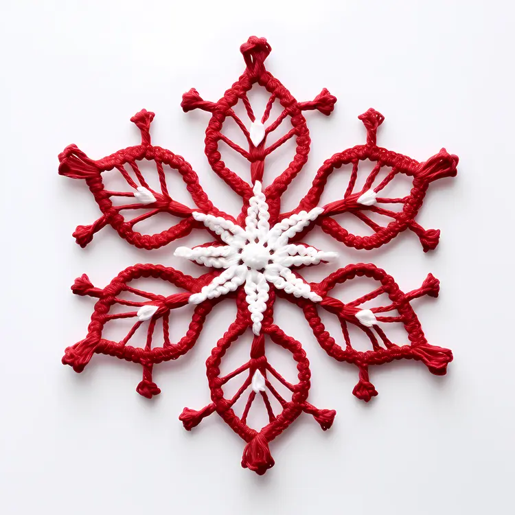 Red and White Crochet Snowflake