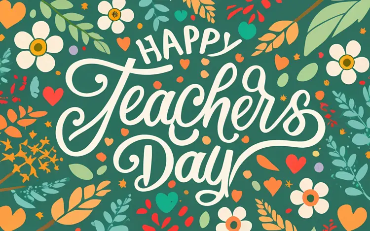 Happy Teachers Day with Floral Background