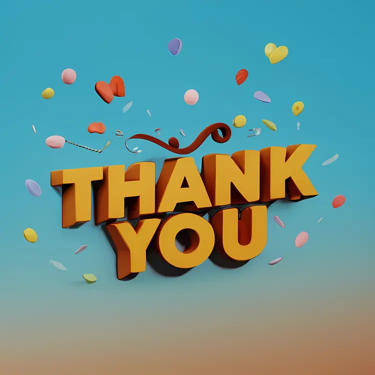 Yellow Thank You Letters on Blue Background