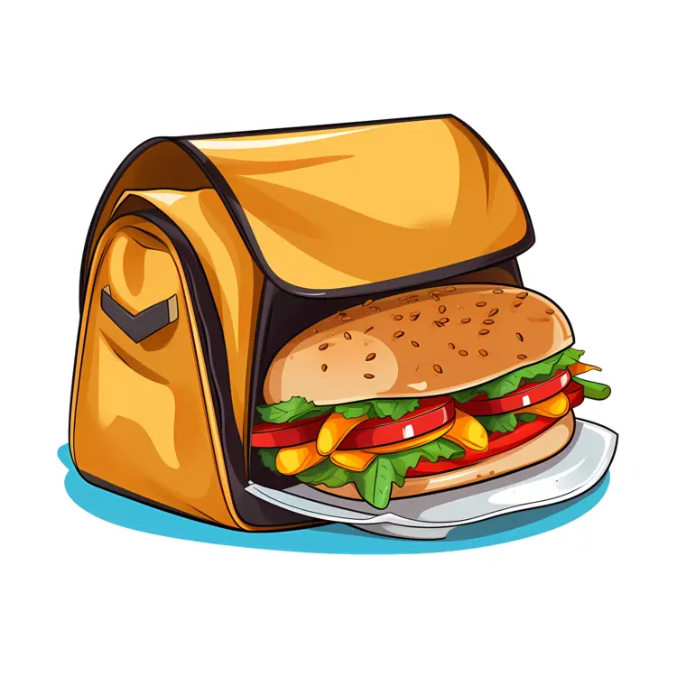 Tasty Burger in a Yellow Bag