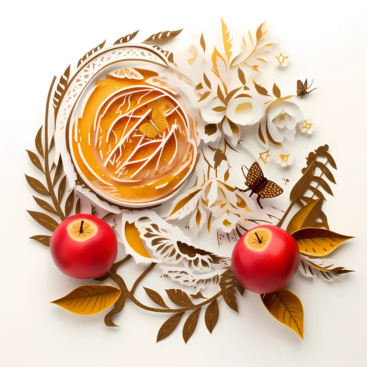 Beautiful Apples and Flowers with Butterfly