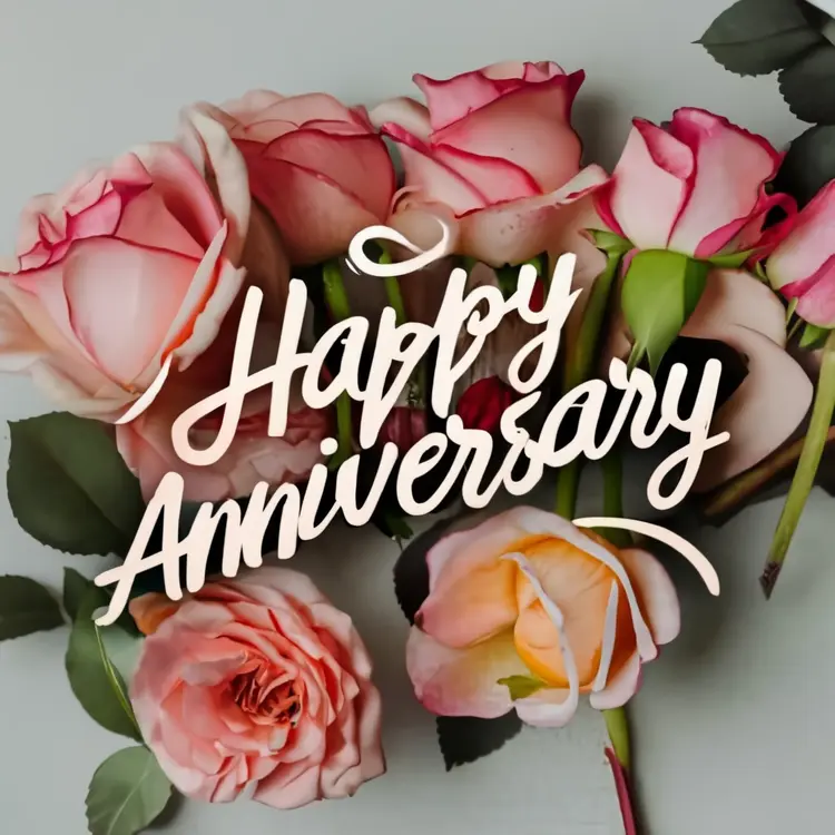 Happy Anniversary with Pink Roses