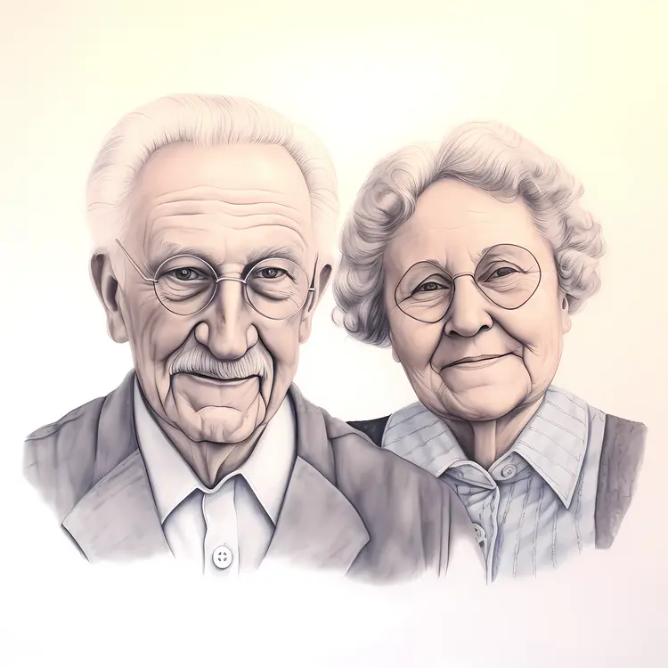 Elderly Couple Portrait in Sepia