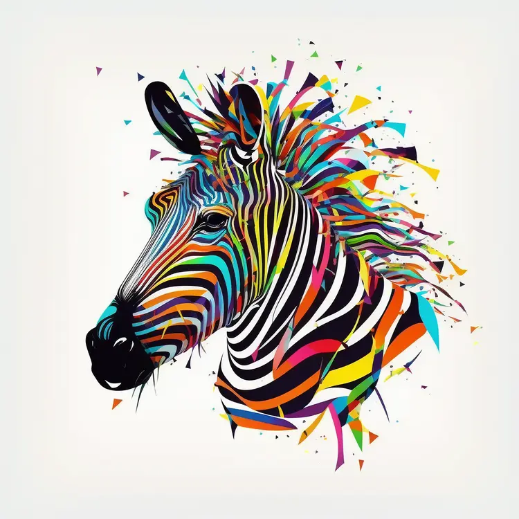 Colorful Zebra Illustration in Vibrant Art Style