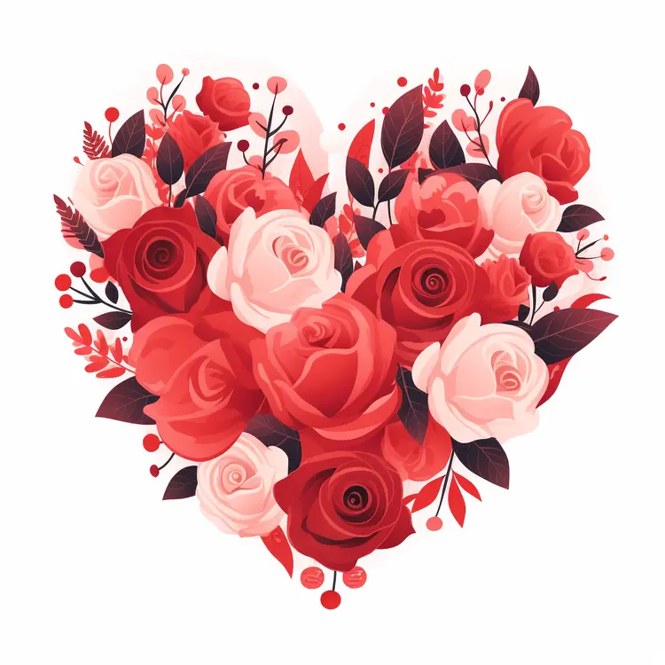 Heart-shaped Floral Arrangement with Red and Pink Roses