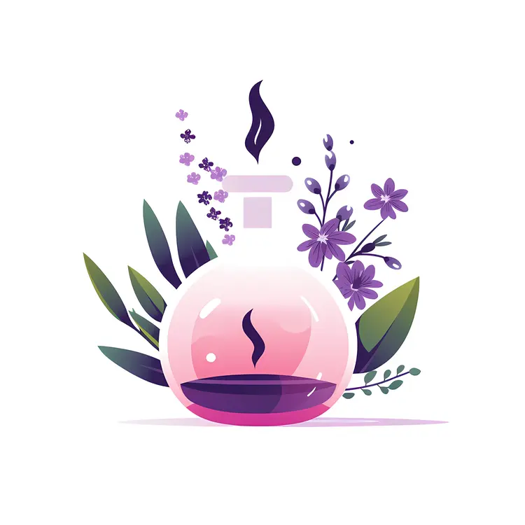 Aromatherapy Bottle with Plants Illustration