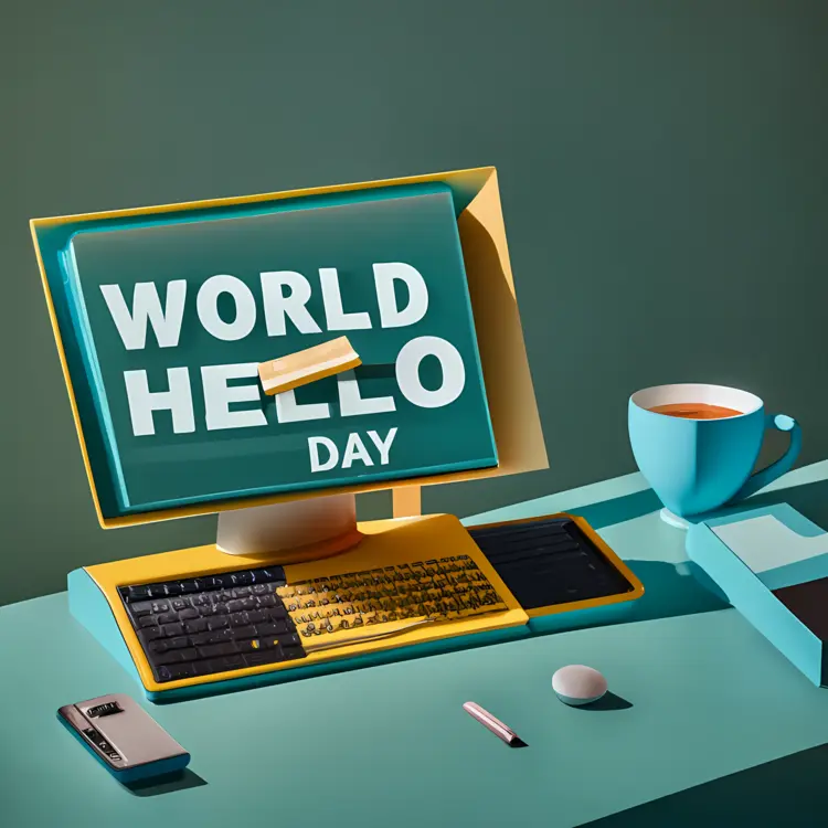 World Hello Day on Computer Screen