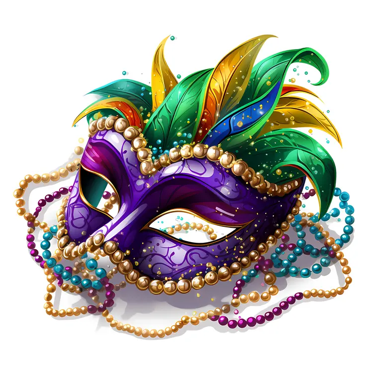 Purple Mask with Colorful Beads