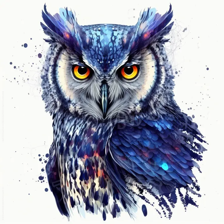 Beautiful Blue Owl Illustration