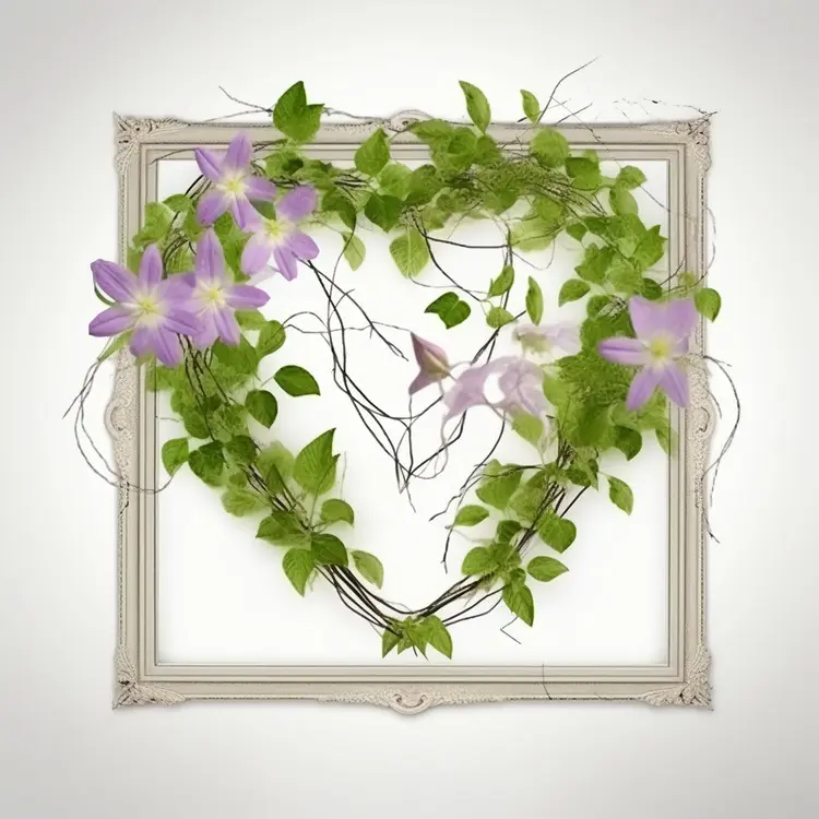 Heart-Shaped Flower Wreath in a Frame