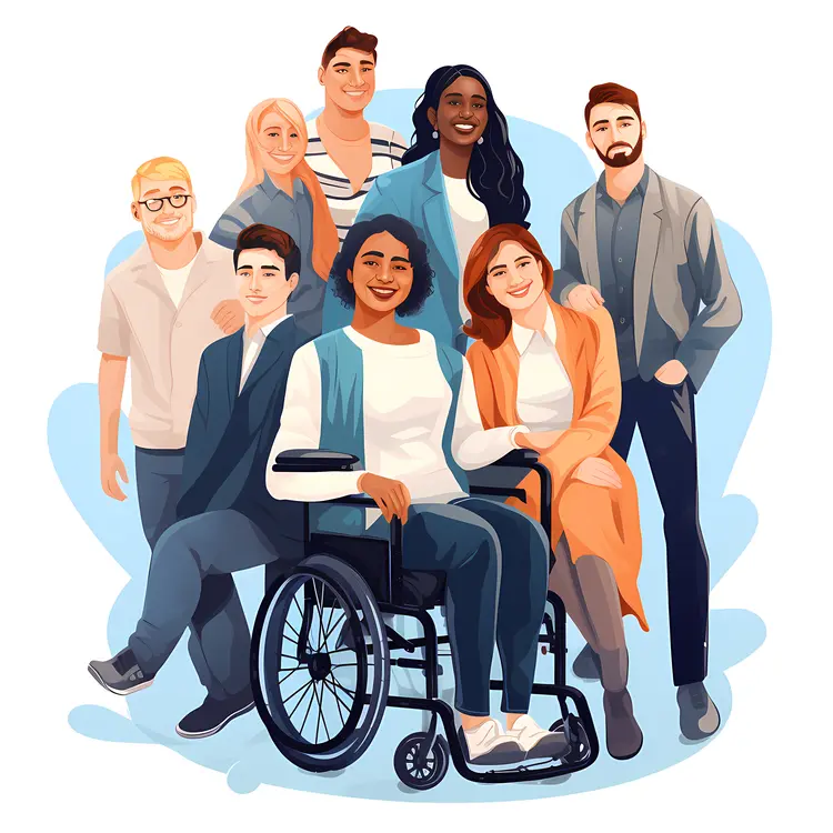 Group of Friends with a Person in a Wheelchair