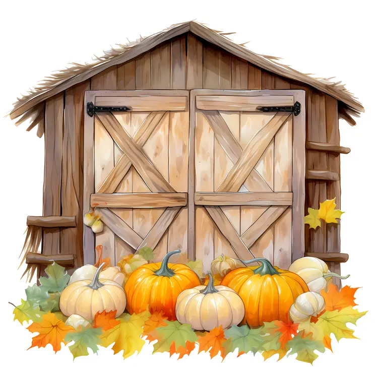 Barn with Pumpkins