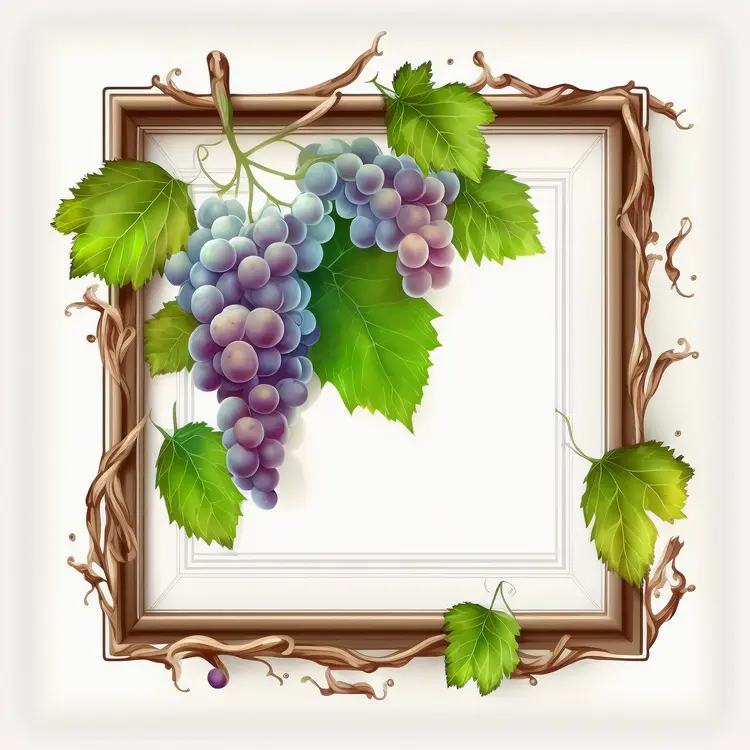 Grapes and Leaves in Decorative Frame