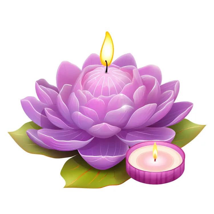 Purple Lotus Candle with Small Candle