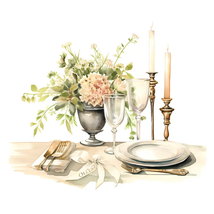 Elegant Floral Table Setting with Candles