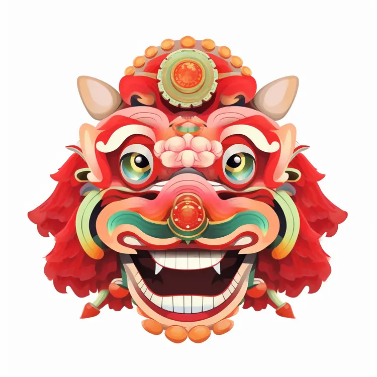 Red Lion Mask for Chinese New Year Celebration