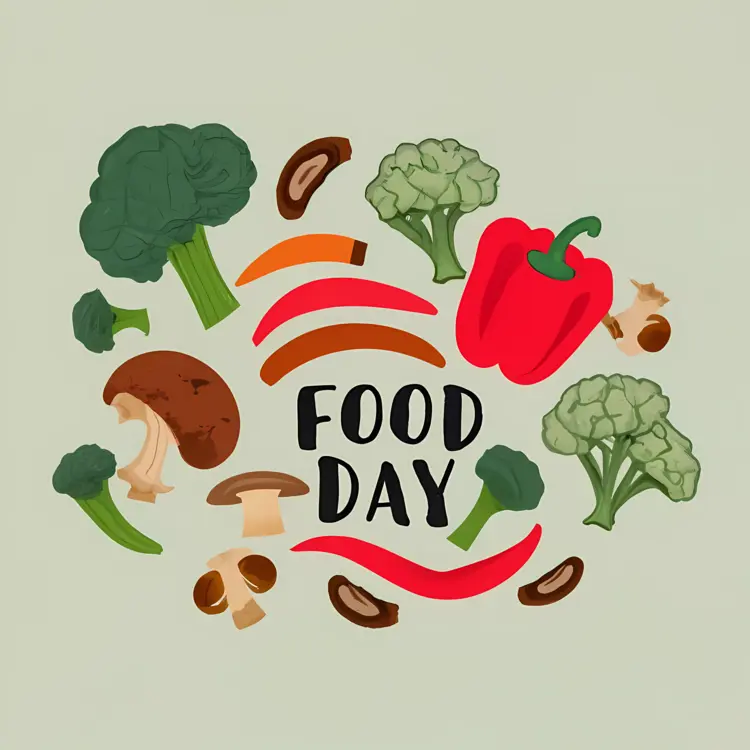 Food Day Celebration with Cartoon Vegetables