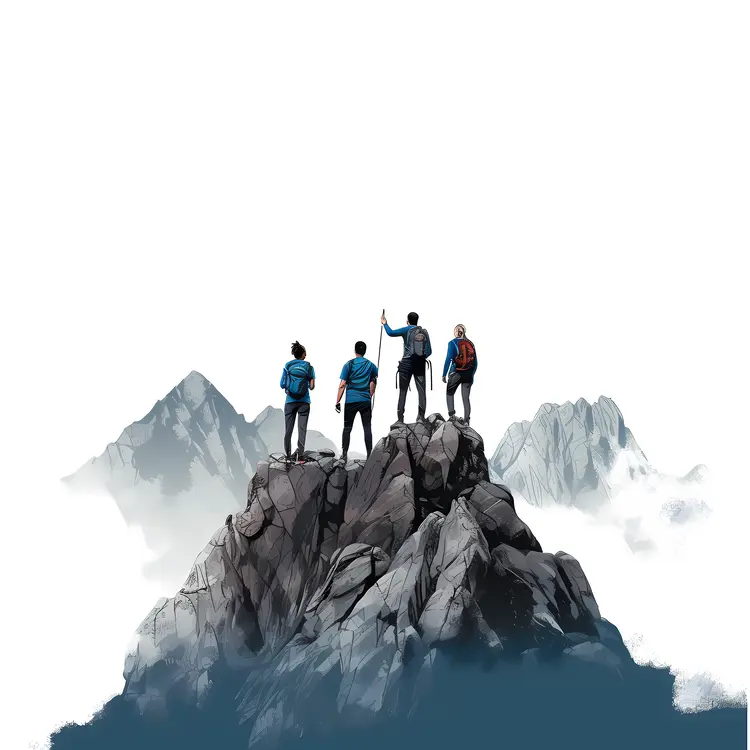 Group of People on Mountain Peak