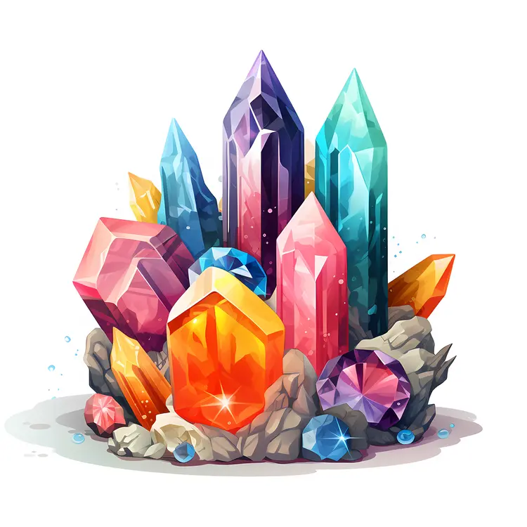 Cluster of Colorful Crystals
