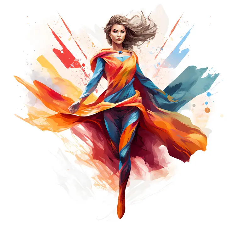 Superhero Woman in Colorful Costume