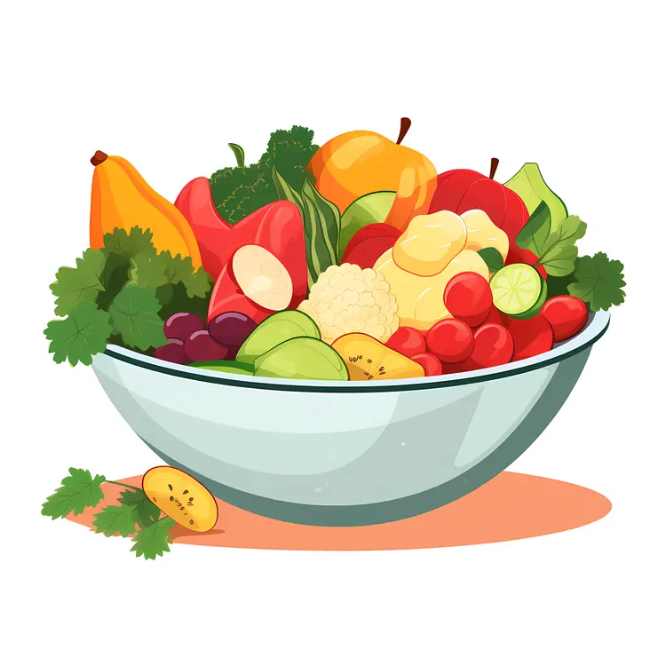 Colorful Fruit Bowl Illustration