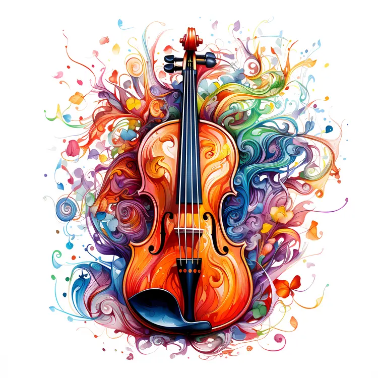 Colorful Violin with Abstract Background