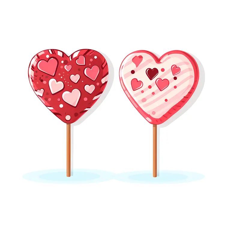 Heart-shaped Lollipops with Heart Patterns