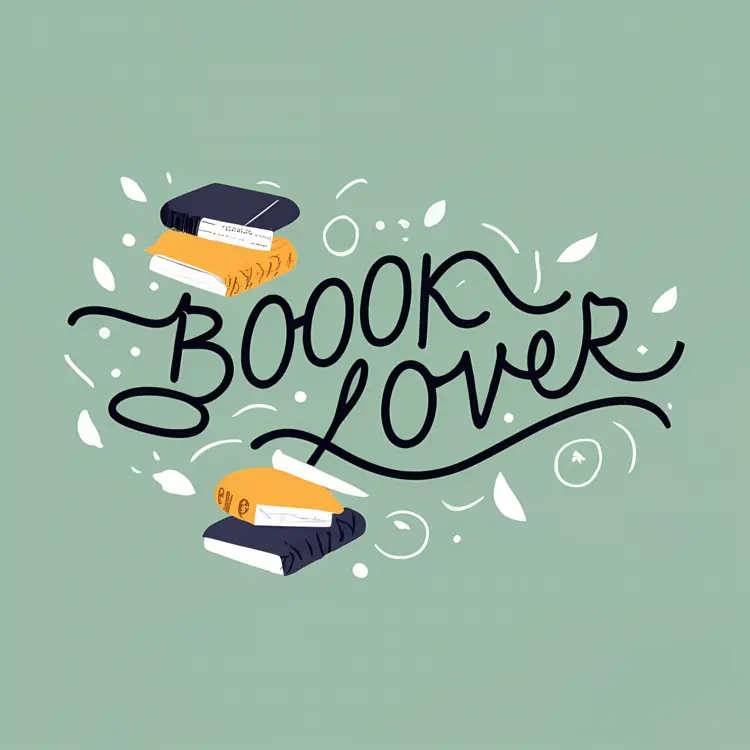 Book Lover Typography with Books and Leaves