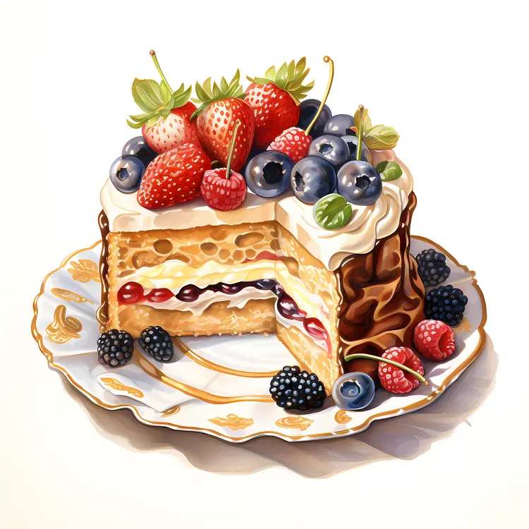 Berry Cake with Fresh Fruits
