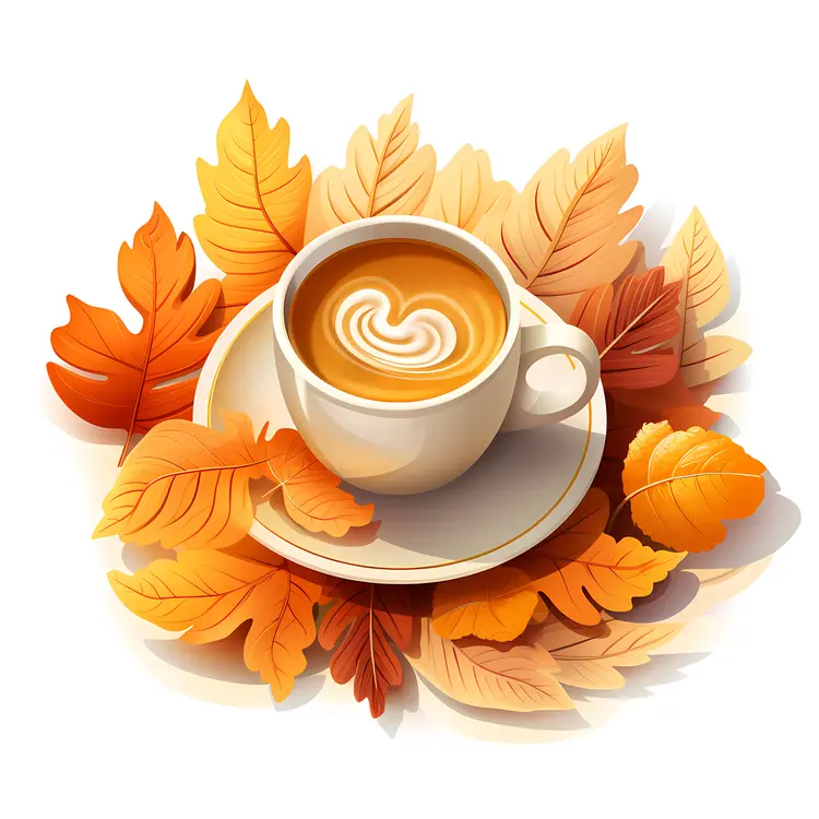 Coffee Cup with Autumn Leaves