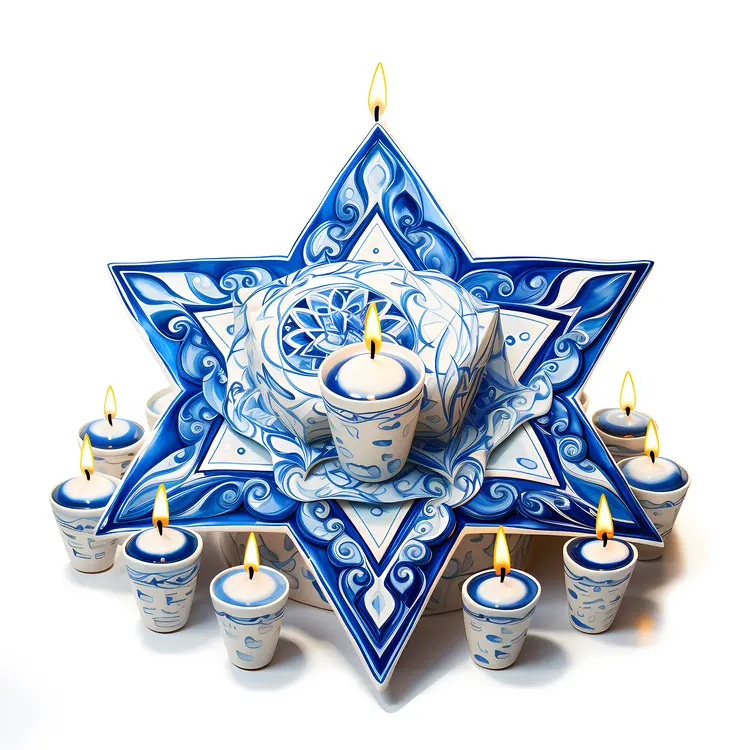 Decorative Blue Star with Candle Holders