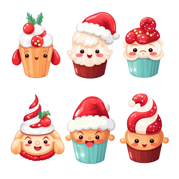Christmas Cupcakes with Santa Hats