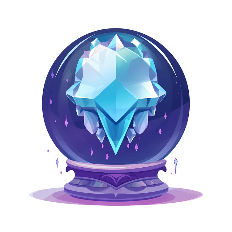 Decorative Blue Crystal Ball with Gem