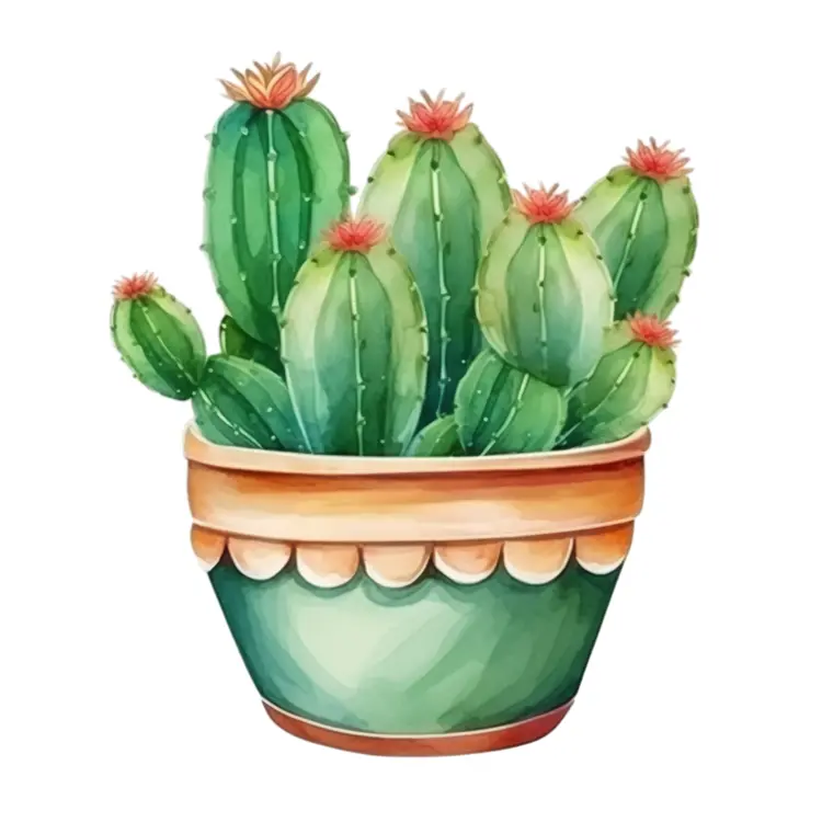 Green Cactus in Decorative Pot